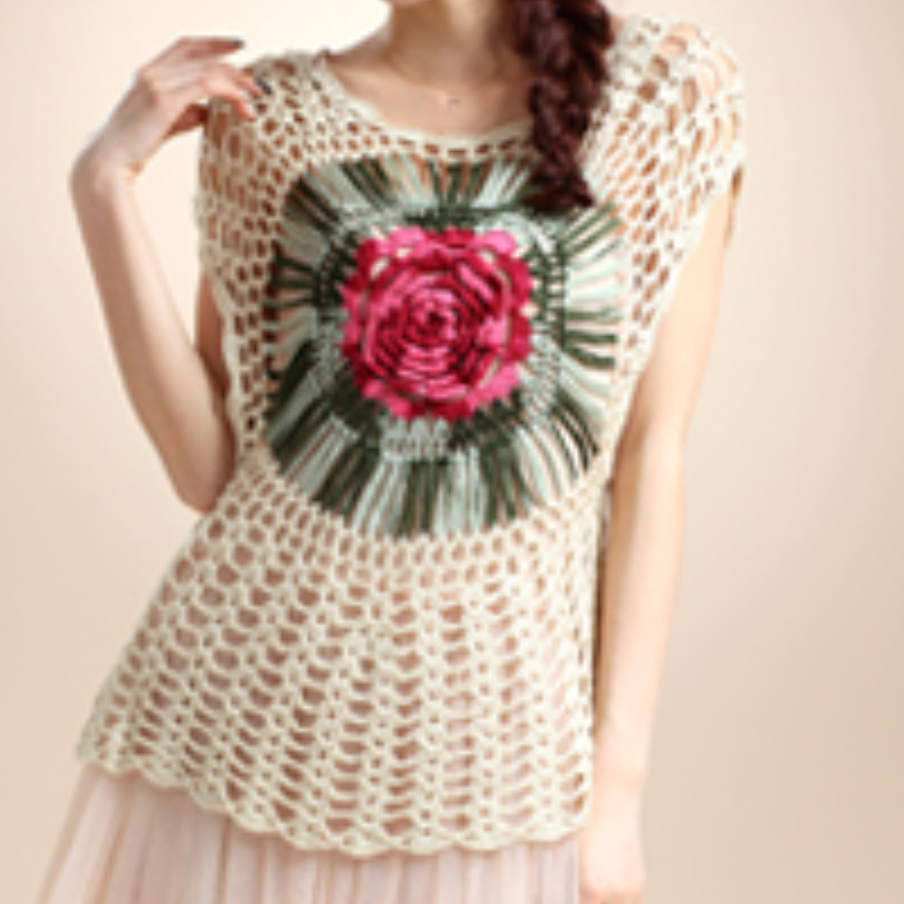 Sweater Hollow Hook Flower (hand made) - Picture 3 of 3